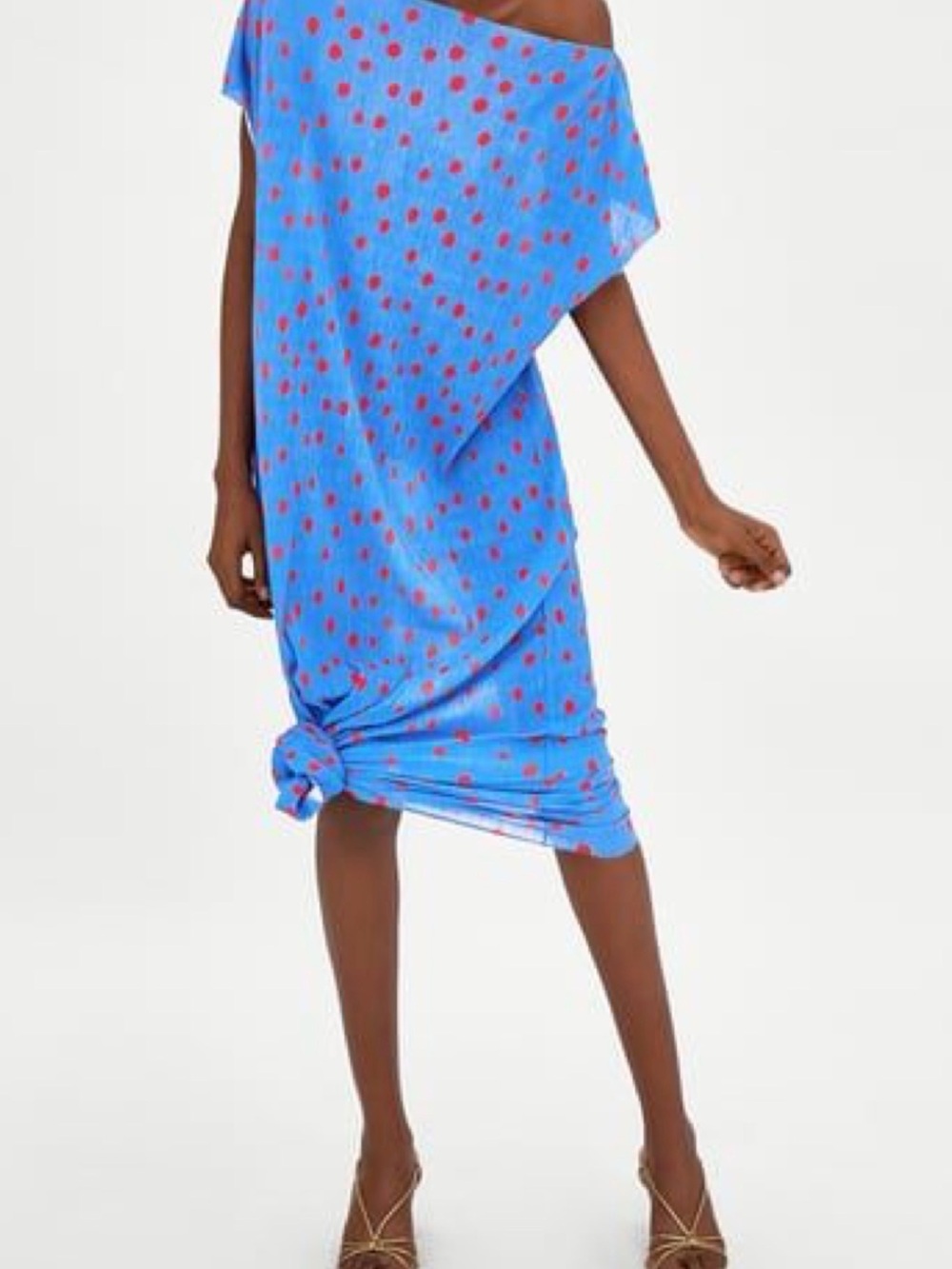 Zara Blue Dress with Red Polka Dots